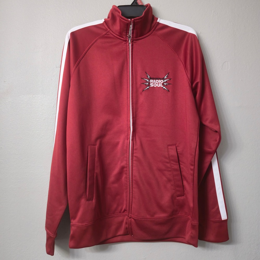 Track Jacket Red White Stripe Mens Medium Full Zip